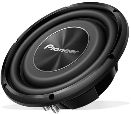 PIONEER TS-A2500LS4 Passiv Subwoofer, leistungsstarker Subwoofer mit 1200 W Maximalleistung, 25 cm, 67 mm Einbautiefe, IMPP Membran, Kontinuierliche Ausgangsleistung 300 W, schwarz