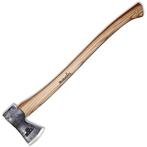 Handgeschmiedete Fällaxt QVARFOT 650mm I Hultafors I Geschmiedet in Schweden I 1260g Premium Axt mit Hickory Holzstiel I Skandi Schliff I Inkl. Leder-Klingenschutz I 841720