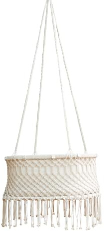 kikadu Hängewiege, Handgeknüpfte Makramee-Babywiege mit 100% GOTS Bio-Baumwoll Inlet, 82 x 46 x 32 cm, Sicht- & Zugschutz, sanft schaukelnd & beruhigend, bis ca. 5 – 6 Monate