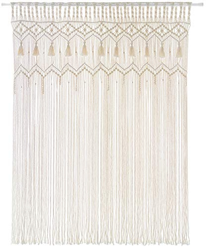 Mkono Makramee Vorhang Wandbehang Große Handgemachte Gewebte Tapisserie Fenstervorhänge Boho Türvorhang für Hochzeitsdekoration, Deko Wohnzimmer Kinderzimmer Elfenbein 132 x 180cm