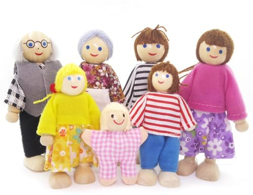 BDSHUNBF Puppenhaus Familie Set - 7 Stück Figuren Spielset für Zubehör und Geschenk