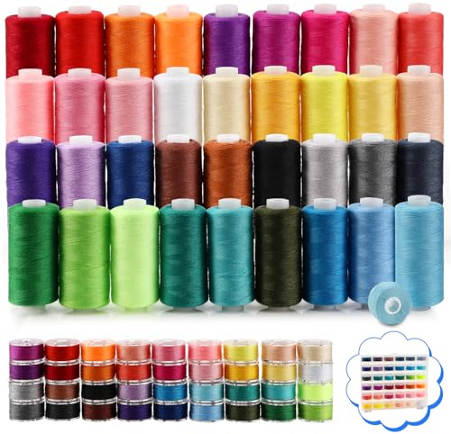 72 Stück Nähgarn Set, 36 Farben Nähgarn für Nähmaschine, 400 Yard pro Spule Polyesterfaden für Nähmaschine, Nähen Zubehör für Anfänger, Handnähen & Quilten, Nähset Grundausstattung Nähgarn Reißfest