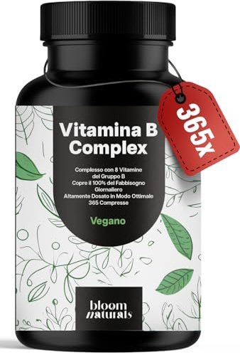 Vitamin B Komplex hochdosiert - 365 Tabletten - Mit 8 B-Vitaminen (B1, B2, B3, B5, B6, B7, B9, B12) mit Co-Faktoren Cholin & Myo-Inositol, 100% Tagesbedarf - Vegan & produziert in Deutschland