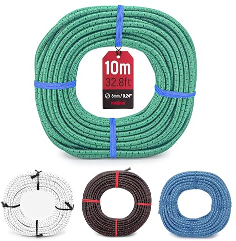 MAGMA Elastisches Seil | Gummiseil mit 6 mm Durchmesser | Für Angeln, Segeln, Bootfahren, Camping & Tarpaulin-Planen | Für Innen, Außen, Küche, Werkstatt & Garten (10, Grün)