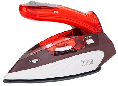 Teesa SLIDE TRAVEL 1100 Reisebügeleisen, rot-weiß-grau