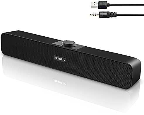 Computer Lautsprecher, 2.0 USB 3W*2 Verdrahtet Angetrieben mit 2 Membranen Verdrahtet Soundbar mit Stereo, 3,5 mm Aux, Lautstärkeregler für Windows PC, Desktop, Laptop, Notebook, Smartphone