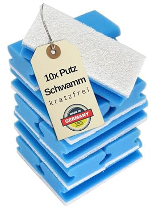 SCHAUMEX® 10er Set Kratzfreier Putzschwamm, Soft, waschbar, Topfschwamm, Spülschwamm, Haushaltsschwamm, mit Vlies und Griffmulde