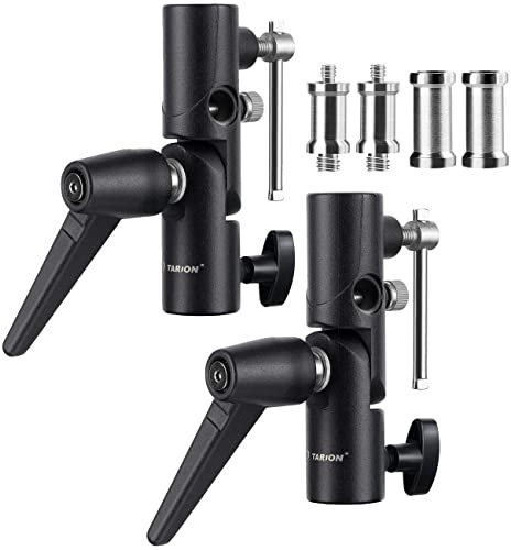 TARION Blitzneiger Schirmhalter inkl. 1/4 3/8 & 3/8 1/4 Spigot Gewindeadapter für Lampenstativ, Blitzgeräte und Reflexschirme Durchlichtschirme Fotostudio Fotozubehör