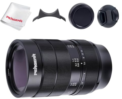 PERGEAR 60mm F2.8 II Vollformat-Makro Objektiv mit 2-facher Vergrößerung für Sony E-Mount, Manueller Fokus und Große Blende, Kompatibel mit spiegellosen Sony E-Mount-Kameras Alpha a7 a7II a7III a7R