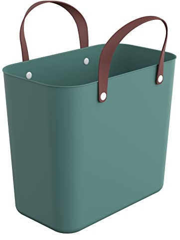Rotho Albula Einkaufskorb mit Henkel 25l | Praktischer Korb, ideal als Einkaufstasche für unterwegs | ergonomische Griffe | Tragkraft bis zu 40 kg | pflegeleicht | grün
