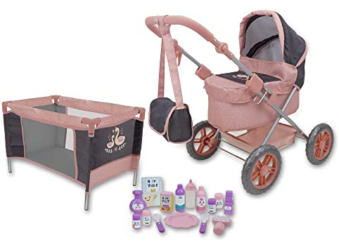 509 Crew Doll Stroller Pram 18 Piece Combo Value Play Set, Ages 3+