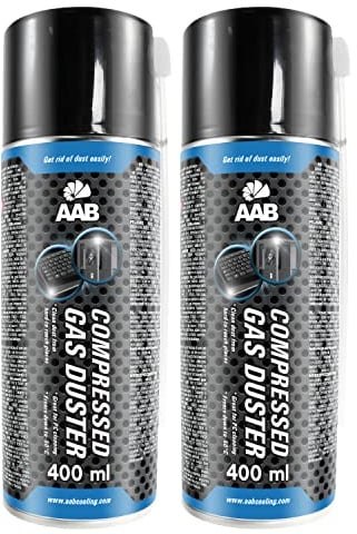 AABCOOLING Druckluft-Reiniger 2 x 400ml, Reinigungsspray, Druckluft aus der Dose, Reinigung von Tastatur, PC, Bildschirmen, Spielekonsolen, Kopierer