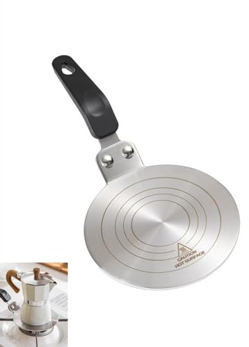 Gocoffun Induktion Adapterplatte für Moka, Edelstahl Gasherd-Diffusorplatte 13cm, Induktionskochteller Adapter, für die Verwendung von Kaffeekannen, Kochgeschirr