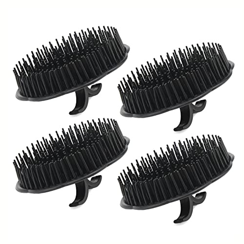 Segbeauty Massagebürste Haare, Kopfhaut Massager Shampoo Pinsel, 4 Stück Shampoo Massagebürste Floriated Dusche Kamm, Kopfmassagebürste für Haarwachstum Bart Bürste Hundesalon Bürsten - Schwarz