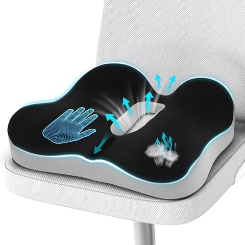 DmTown Sitzkissen Orthopädisch, Komfort Hämorrhoiden Sitzkissen | Memory Foam Sitzkissen mit Gleichmäßiger Druckverteilung, Sitzring Steißbein Entlastung für Gamingstuhl Bürostuhl Rollstuhl