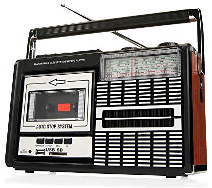 Ricatech PR85-80er Jahre Kassettenrekorder und -rekorder, AM/FM/SW-Radio, USB, SD-Kartensteckplatz, integriertes Mikrofon, Auto Stopp,Leicht, mobil,1x8 Watt eingebaute Lautsprecher,Kopfhöreranschluss