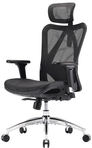 SIHOO M57 Ergonomischer Bürostuhl, Chefsessel mit 3D verstellbare Armlehne und Lendenwirbelstütze, Hautfreundliche Netz-Hochlehne, Schreibtischstuhl bis 150kg/330LB Belastbar(schwarz)