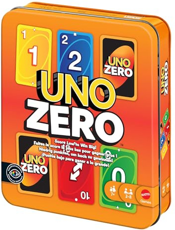 Mattel Games UNO Zero Kartenspiel, ab 7 Jahren, 2–8 Spieler | Holen Sie sich die niedrigste Punktzahl, um zu gewinnen. in dekorativer Dose 7+ Jahre, 2-10 Spieler, JLK16