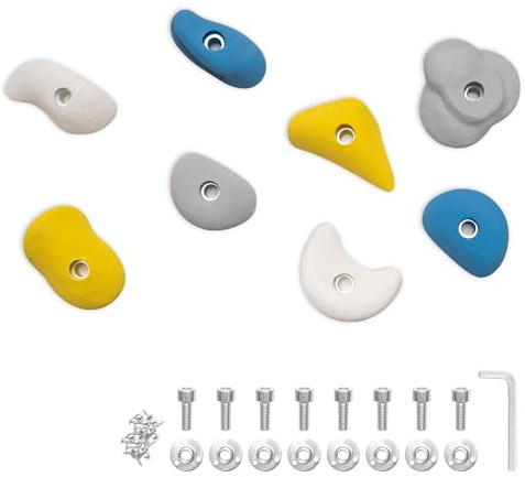 MAMOI® Klettergriffe Set, Klettersteine für die Wand, Indoor und Outdoor Klettergriffe, Klettergriffe für Kinder, Bouldergriffe, Set mit Montagematerial, hergestellt in der EU