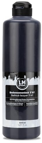 LM-Kreativ Badewannenlack 3 in 1 2K 500ml - Schwarz - Fliesenfarbe & Fliesenlack für Badezimmer, Badewannen, Duschtassen, Fliesen & Waschbecken - Hochdeckend, strapazierfähig & wasserfest