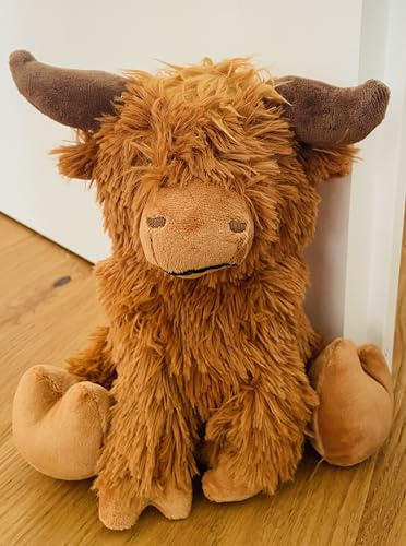 Khevga Türstopper Tier aus Stoff – Hochwertiger Highland Cattle Türhalter, 1 kg schwer, 23 cm hoch, rustikales Design, Türpuffer, Deko für Wohnzimmer, Büro & Kinderzimmer, Braun, robust & standfest