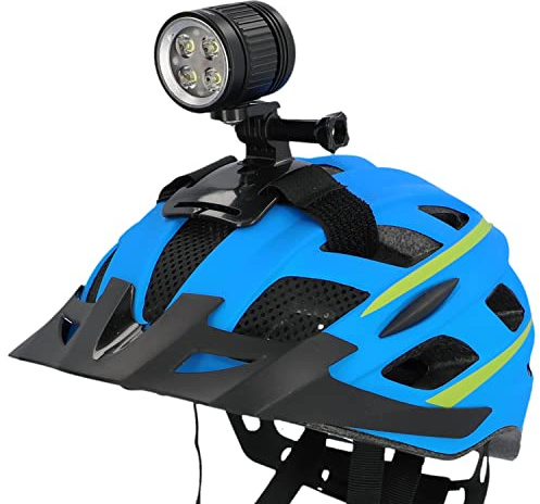 FISCHER Fahrrad Helmlampe, LED Akku Helmleuchte mit 7 Std. Leuchtdauer, Offroad-Action-Leuchte, 4 Dauerleuchtmodi, Akkuanzeige, Go-Pro Halterung, 1600 Lumen, Schwarz