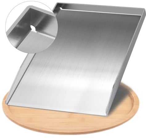 Massive Edelstahl Plancha Grillplatte 28x20 cm, Universal Grillplatte für Gas & Kohlegrill, BBQ Zubehör Geschenk für Männer