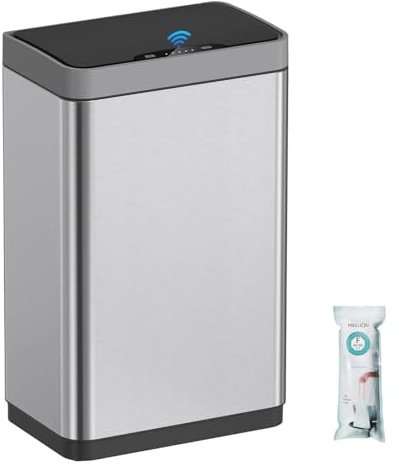 Mbillion Automatischer Mülleimer, 50L, Berührungsloser Sensor, Edelstahl, Intelligenter Mülleimer mit Deckel für Küche, Schlafzimmer, Home Office (Silberfarben)