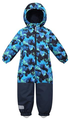 Owntop Schneeanzug Kinder Unisex, Schneeoverall Mädchen Jungen, Winddicht Wasserdicht Skianzug mit Kapuze Reißverschluss (Hellblau Tarnung,122)