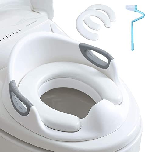 Kinder Toilettensitz WC-Sitz für Junge und Mädchen Kindertoilettensitz für Kissengriff und Rückenlehne WC-Trainer für Runde und Ovale Toiletten