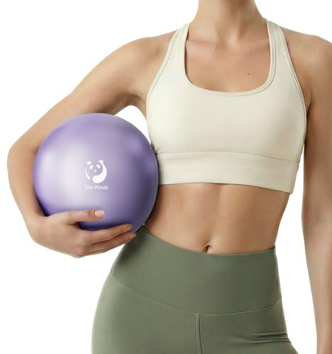 Slim Panda Gymnastikball Klein, 23 cm Pilates Ball mit Aufblasbarem Strohhalm, Soft Yoga Ball für Senioren Therapie, Hause, Fitness, Balance Training(Helles Lila)
