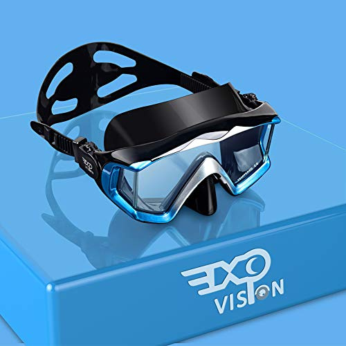 Schnorchel Taucherbrille HD Pano 3 Fensteransicht Erwachsene Schnorchelmaske, Anti Nebel Tauchmaske, gehärtetes Glas Schwimmmaske Jugend Silikon Tauchermaske Frauen Schwimmbrille