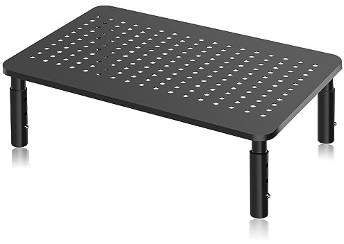 Bracwiser Monitor Ständer Monitor Erhöhung Schreibtisch 3 Höhenverstellbare Bildschirmerhöhung mit Gitterlochplattform für Laptop, Computer, PC, Drucker, Beamer bis zu 20 kg Monitorständer Schwarz