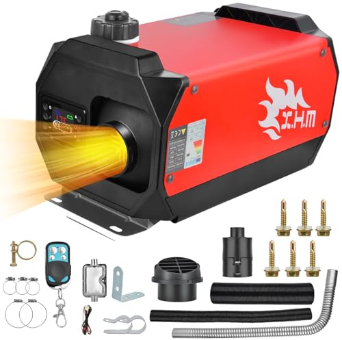 Ykgutilu Standheizung Diesel - 5KW Diesel Heizung - 12V Diesel Lufterhitzer - Air Standheizung mit LCD-Display Parking Heater Stainless Steel Exhaust Pipe Accessories Spiral Exhaust
