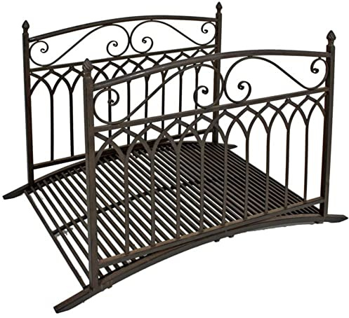 VARILANDO Gartenbrücke, Metallbrücke, Dekobrücke, Gartendekoration, Metalldekoration, Stahl in Rost-Optik (Modell 1)