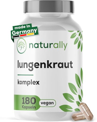 naturally Lungenkraut Kapseln – 5-fach Komplex für 3 Monate mit Eukalyptus, Thymian, Ingwer, Malve, Vitamin B2 – vegan
