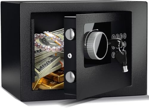 6.6L Tresor Für Zuhause, Diebstahlsicherer Elektronischer Safe Mit 2 Schlüsseln, Tresor wasserdicht, Digitaler Sicherheitsbox Für Wertsachen Wie Geldpistolen und Bargeld