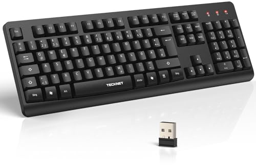TECKNET Kabellose Tastatur, Deutsches Layout, 2,4 GHz Funktastatur Leise