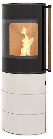 H&M Germany Kaminofen Citro 2.0 creme weiß schmaler ovaler Ofen 6kw schlicht modern kompakt A+ Abgasstutzenanschluss Durchmesser 150mm Bauart 1 Holz Reelinggriff