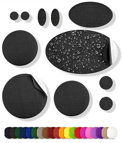 aZengear Reparaturflicken (30+ Farben) für Daunenjacken, Steppjacken, Zelte, Schuhe und Polster, selbstklebend, wasserdicht, reißfest sowie kälte- und hitzebeständig (11 Stück, Schwarz)