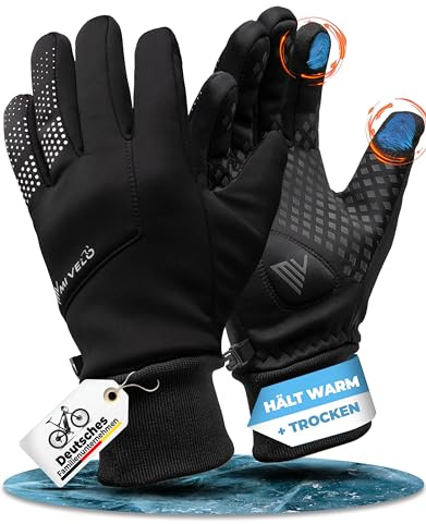 MIVELO Fahrradhandschuhe Herren & Damen - Wasserabweisend & mit Ergo-Pad I Touchscreen fähige Handschuhe I Winterhandschuhe & Übergangshandschuhe I Gloves