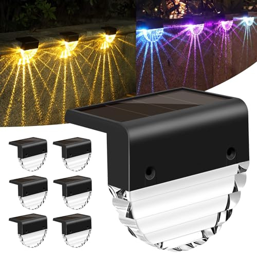 YIKANWEN 6 Stück Solarleuchte für Außen Garten, LED Gartenlampen für Innenhöfe dekoration, Terrasse,Pathway,Stufen und Treppen,2 Modi LED Warmweiß/Farbwechselnde Beleuchtung