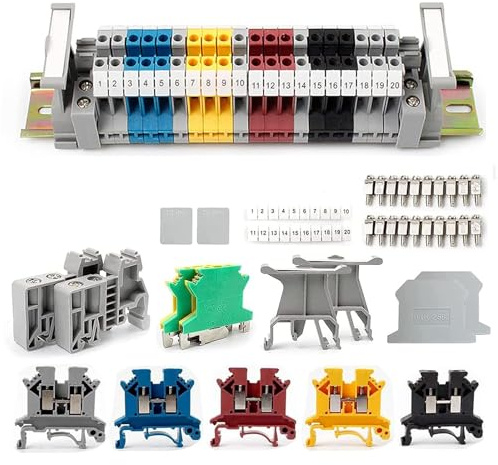 Reihenklemmen Hutschiene UK 2,5B, Durchgangsklemme Klemmleiste DIN Schienenanschlussblocks Kit Hutschienen Klemmen für DIY Automatisierungsprojekte Produktionsautomatisierung