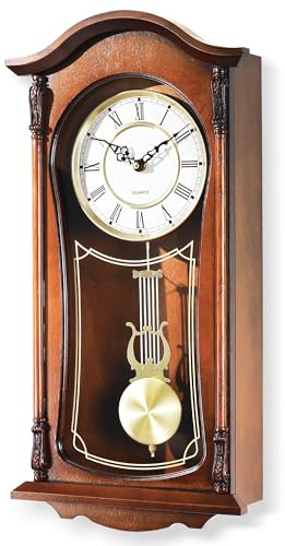 AYRELY® Vintage Standuhr 56 cm mit Pendel und Mahagoniholzrahmen – Klassische Wanduhr mit Stunden- und Viertelstundenschlag für Wohnzimmer & stilvolles Home-Dekor