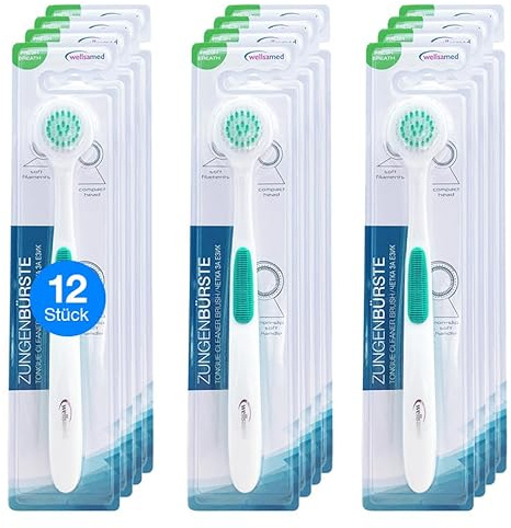 Wellsamed Tongue Brush 12 Stück Zungenbürste, zur effektiven Bekämpfung von Zungenbelag und Halitosis