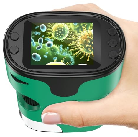 1000X Digitales Handmikroskop mit 2,0" 4K Bildschirm – Wiederaufladbares Komplett-Set inkl. 32GB Speicherkarte & Eva Transportkoffer – USB Lupe Spielzeug & Geschenk für Kinder 4–12 Jahre
