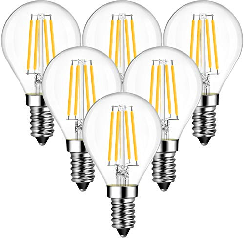 ANWIO E14 LED Lampe Tropfenform P45, 5.5W (60W Equivalent) Fadenlampe, 2700K Warmweiß Glühbirne, ultrahell 806 lm Leuchtmittel Topfenlampe, Filamentstil Klar, Nicht Dimmbar, 6er-Pack
