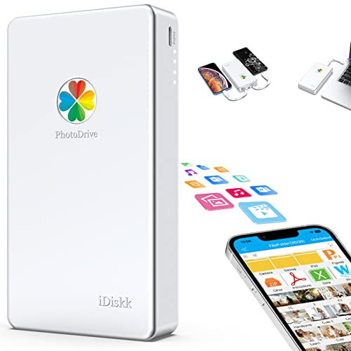 iDiskk MFi-zertifizierte 3-in-1 1TB Lightning-Festplatte (3 integrierte Kabel) – Tragbare USB-C-Festplatte für iPhone/iPad/Mac/PC & Typ-C-Geräte