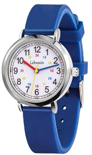 Lekwaiin Kinderuhr Junge Mädchen, Armbanduhr Kinder Lernuhr, 30M Wasserdicht Armbanduhren für 4-12 Jahren Kinder Geschenk
