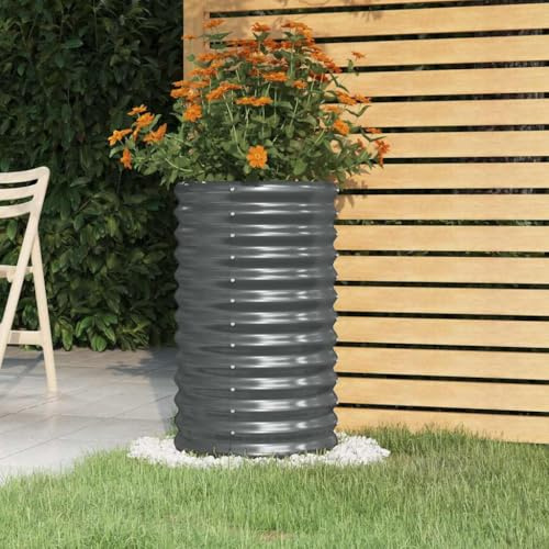 puraday Hochbeete Für Garten 40x40x68 cm Anthrazit Pflanzkübel Gemüsebeet Kräuterspirale XXL Metall Stahl Pflanzbeet Gartenbeet Blumenkasten